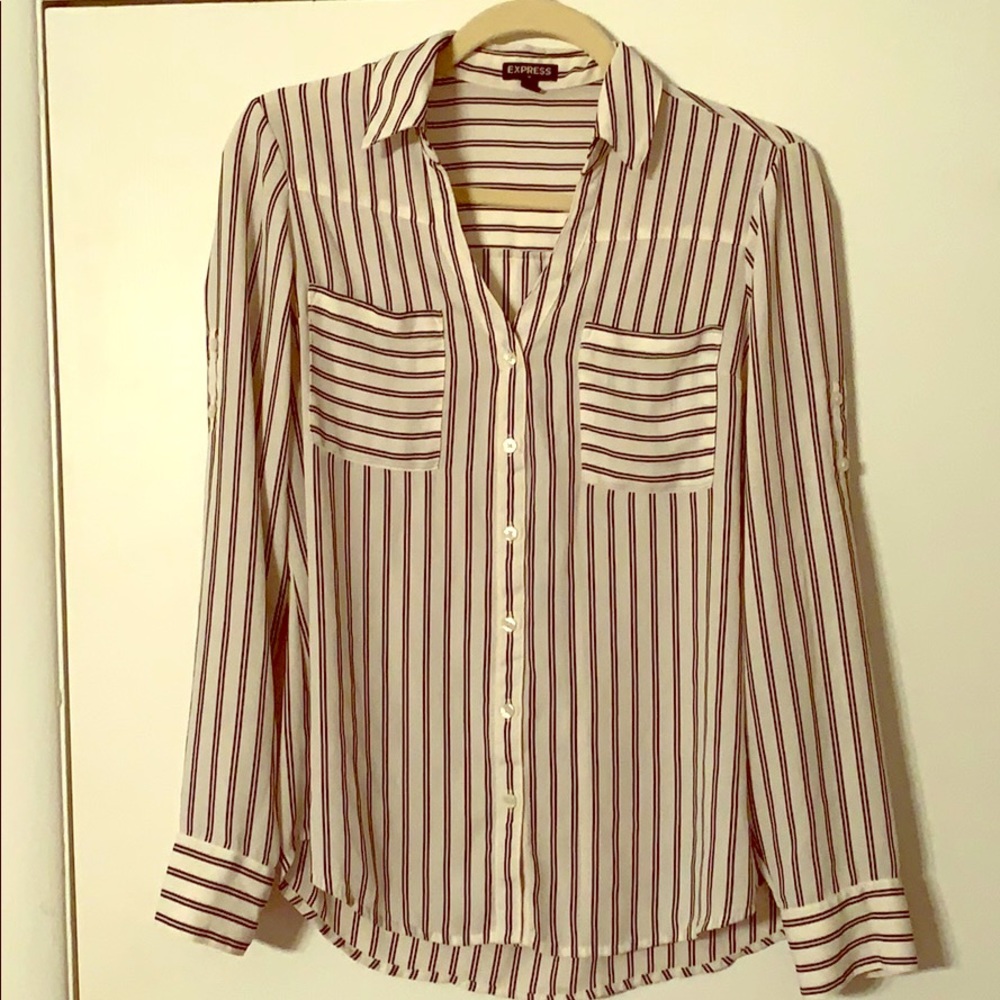 Express black and white blouse